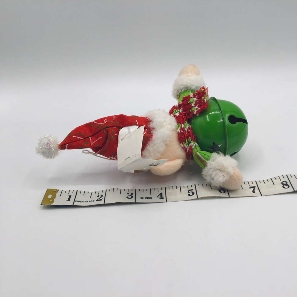 PLUSH Elf Bell Body Christmas Tree Ornament Santa Hat Holiday Decor Red Green 7” - Picture 9 of 9
